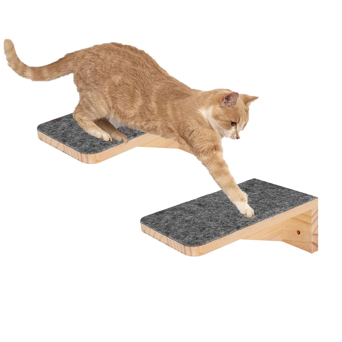 Cat Wall Furniture Corner Climbing Shelf Perches Cat Bed Wall Mounted with 2 Wide Steps Floating Stairs for Wall Indoor Cats