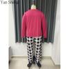 Women Pajama Set, Plus Size Milk Silk Long Sleeve Pants Set Letter Print Casual Home Loungewear For Spring Autumn