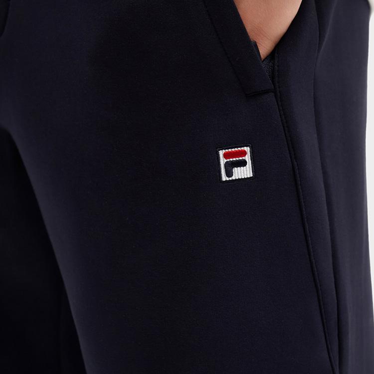 FILA Fleece Crew Neck Pullover Long Sleeve Top And Straight Leg Comfortable Pants Sweatshirt Set Men sweatshirt set A51M531204F-BK+F11M548611F-NV