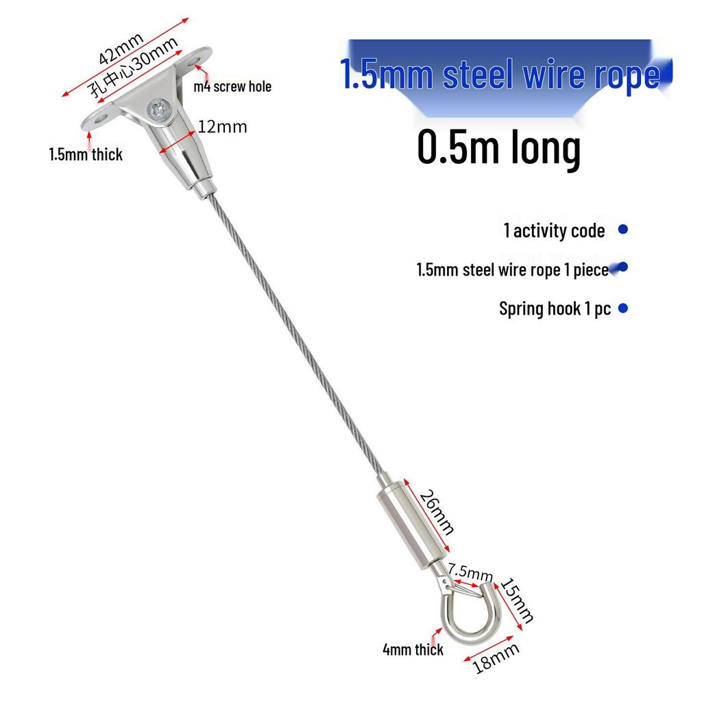Adjustable Steel Wire Rope Hanging Kit with Chandelier Lock and Buckle