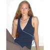 Paloma Wool25 New Spanish Blue Patchwork Wrap Lace-up V-neck Top Sleeveless Vest Women Summer
