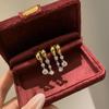 Inspiration Gloss Tassel Round Diamond Earrings for Women High Quality Trendy Light Luxury C-shaped Earings Banquet
