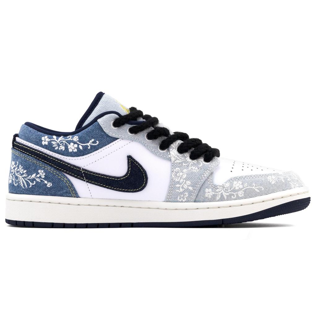 Jordan Air Jordan 1 Low Top Vintage Basketball Shoes Men's White Blue IH0648-141(eam-)