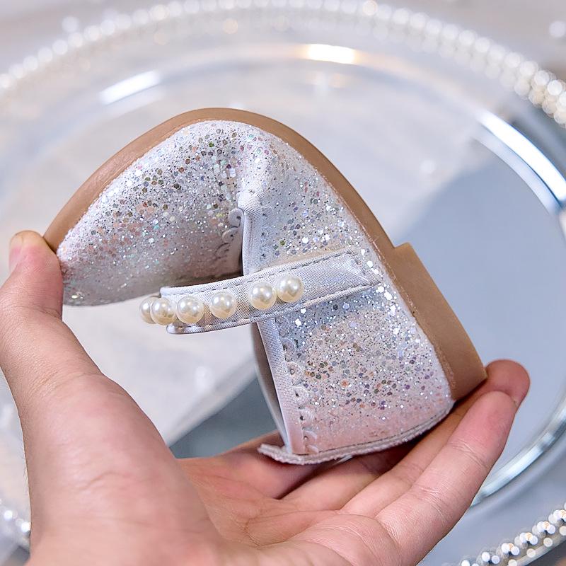 Girls' Autumn 2025 Sequin Closed-Toe Flats: Soft-Soled Princess Shoes for Performances & Formal Dresses