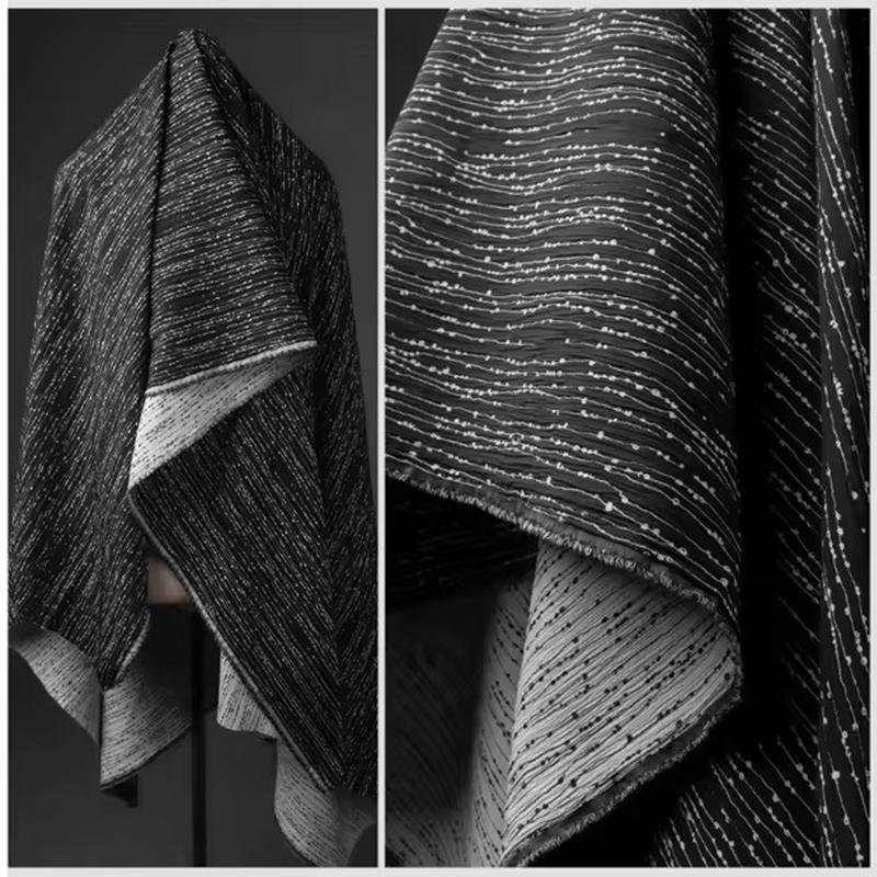 

50x140 см бавовняна лляна жакардова тканина з мікроплісированою 3D-лінією Художня дизайнерська тканина для саморобного пошиття напівспідниці піджака 50X150cm