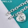 925 Sterling Silber Hohl Herz Anhänger Armband Für Frauen Hochzeit Party Mode Schmuck
