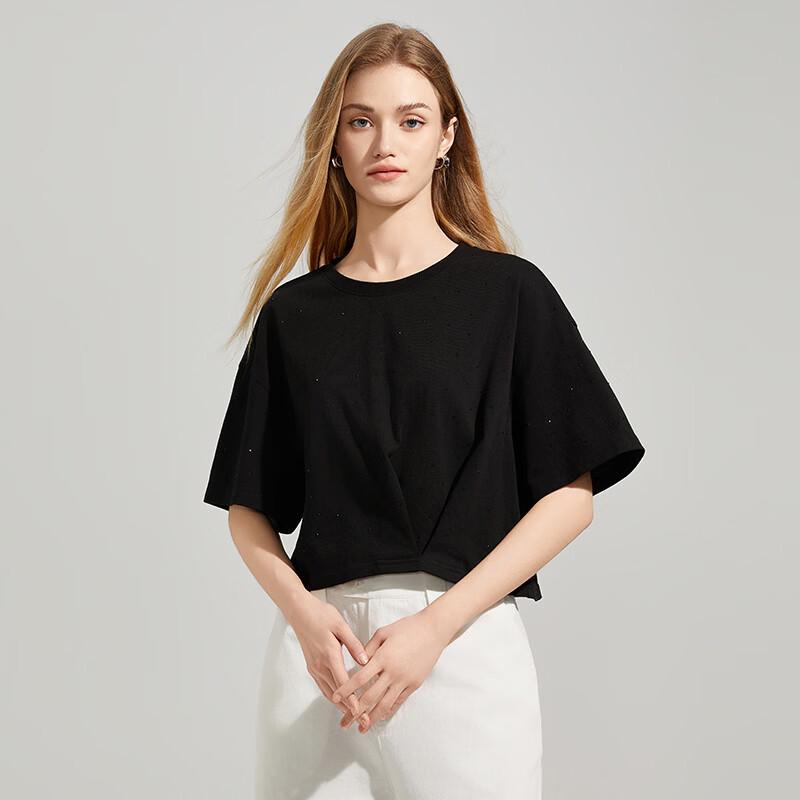 Tatou Fashion Rhinestone Short Sleeve Women's T-Shirt