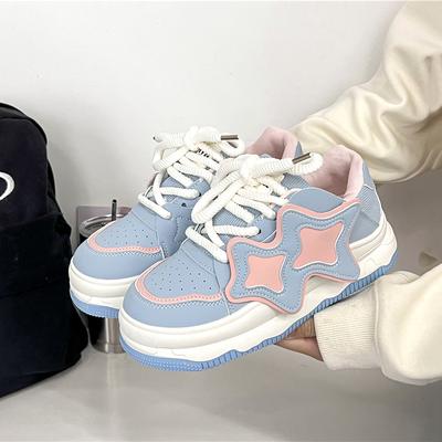Modne Niebiesko-Białe Casualowe Buty Sportowe Damskie lato Trend Sneakersy na Platformie Studenci Kawaii Wszechstronne Gruba Podeszwa Wulkanizowane Buty 36-42