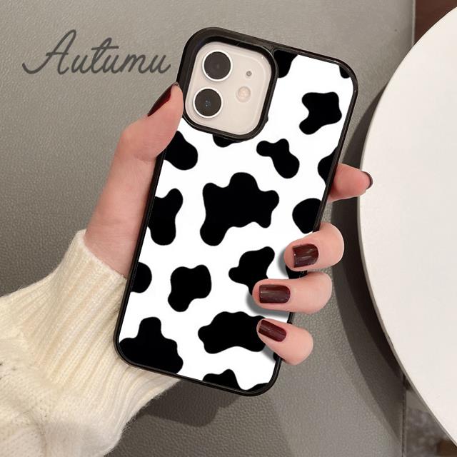 Floral Cow Phone Case for iPhone 11 12 13 14 Pro Max Mini X XR XS SE 2020 5 6S 7 8 Plus Samsung Galaxy S21 S22 Cover Shell