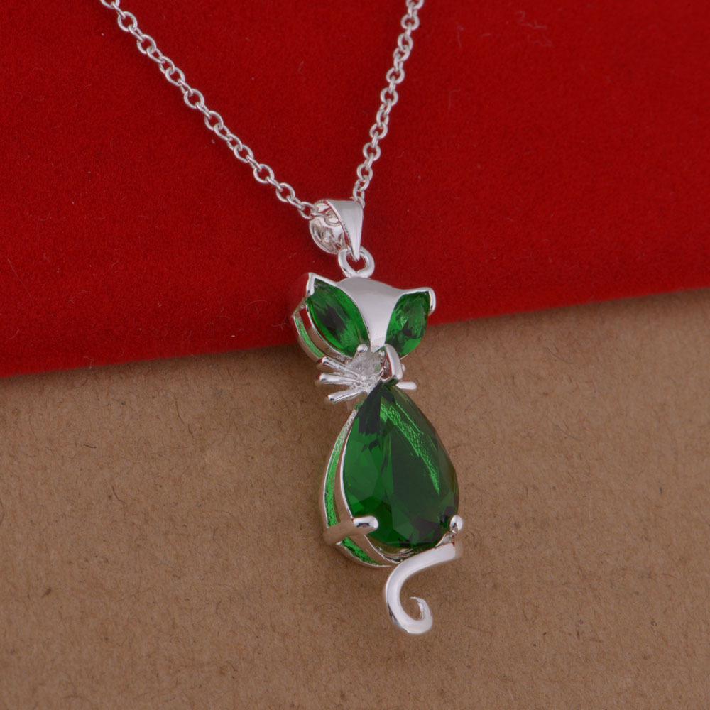 Sterling Silver 925 Fox Diamond Necklace - Korean Style 