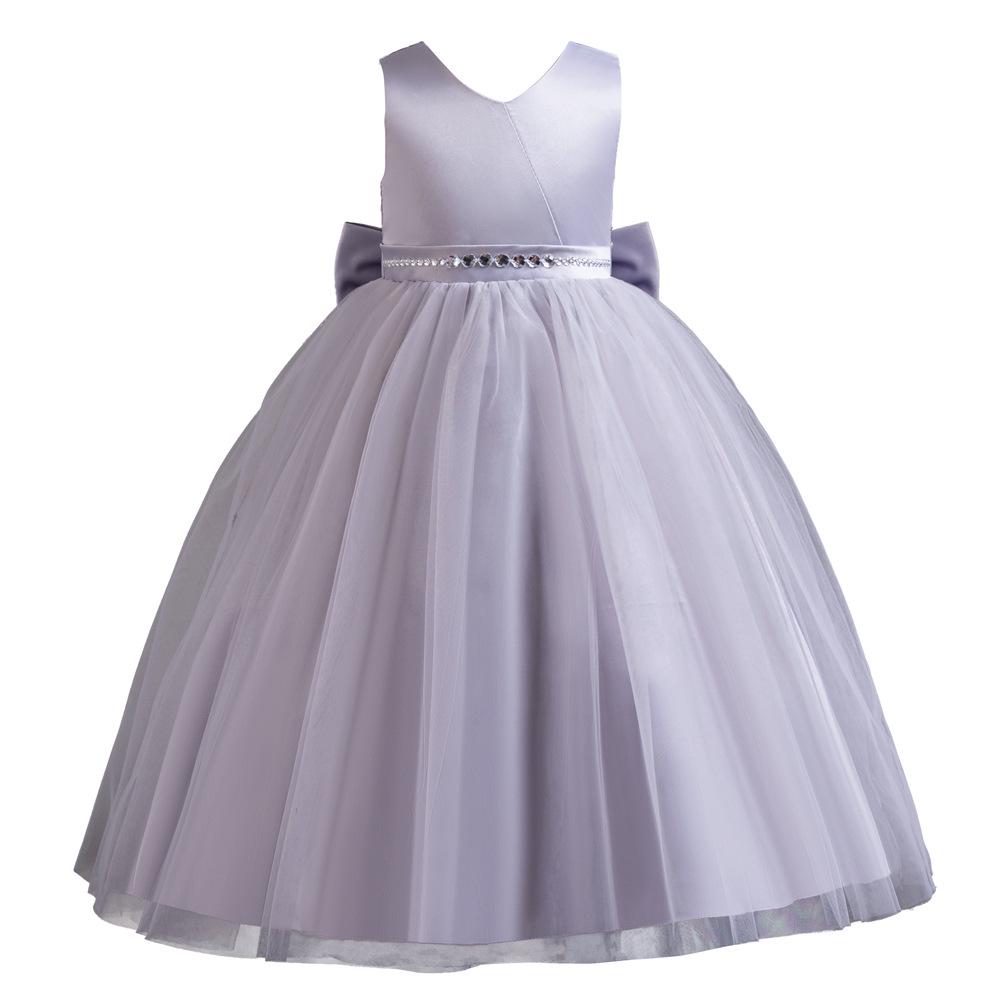 

Girls Princess Dress with Bow - Formal Wear for Piano, Birthday, and Fashion Show Performance 130cm