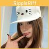 White Baseball Delightful Cap Women With Cute Cat Illustration Trendy Accessory