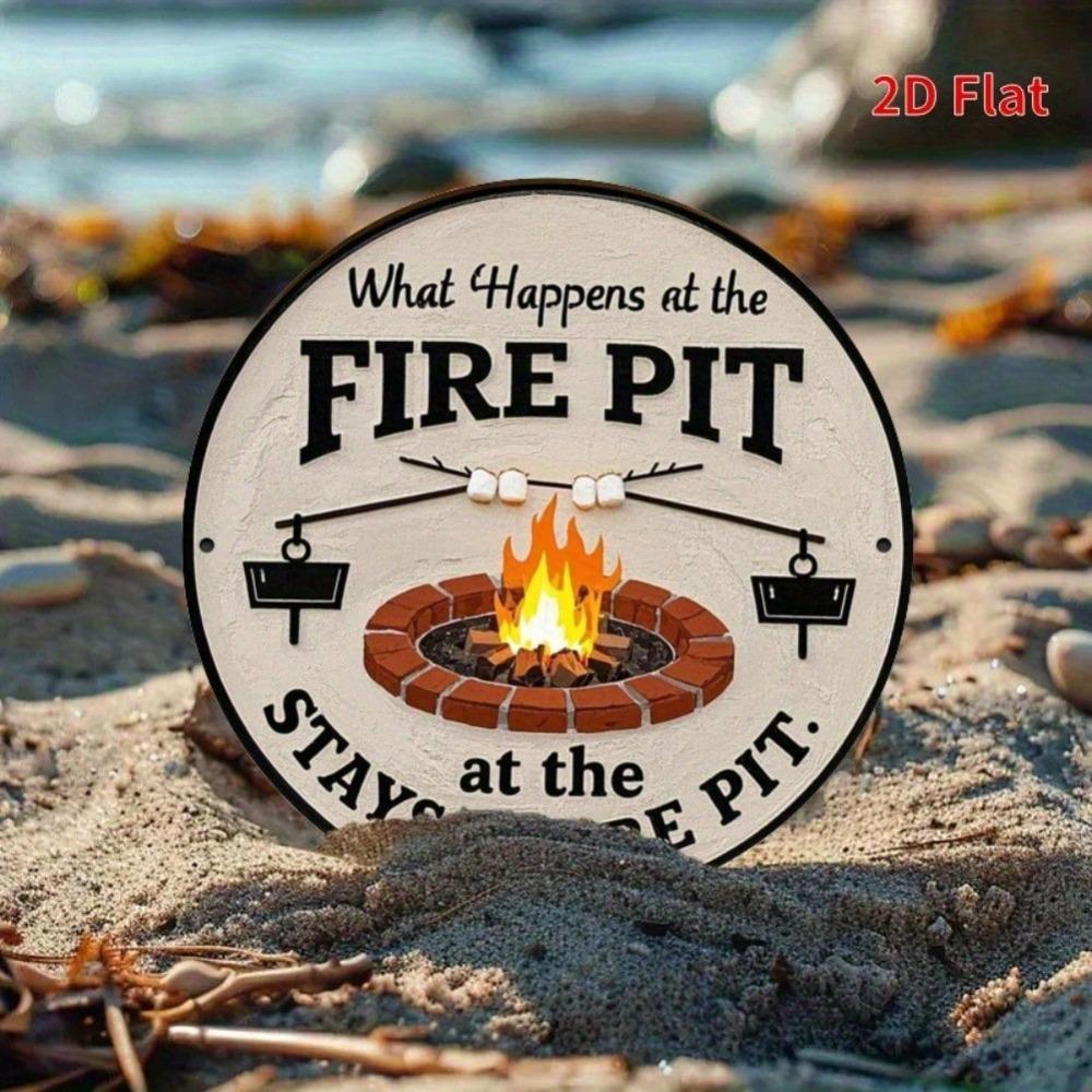 Vintage Fire Pit Metal Sign Durable Indoor Outdoor Weather Resistant Gift