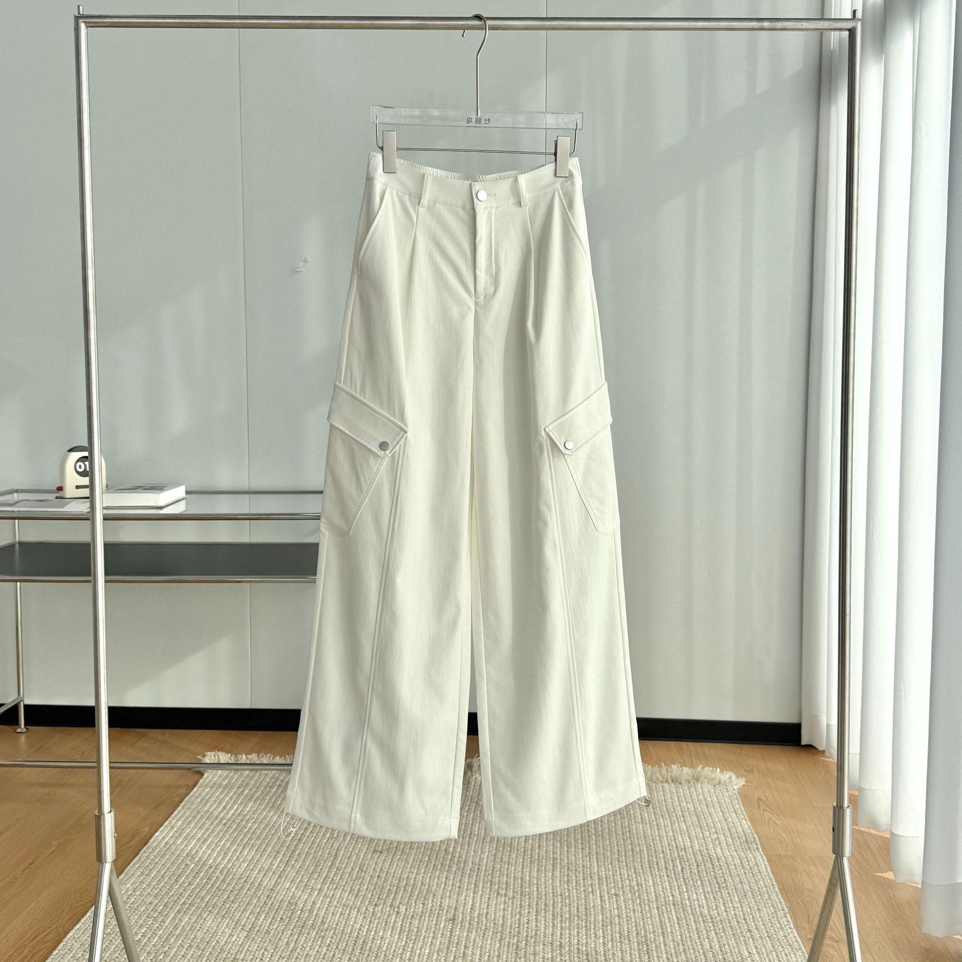 Wrinkle-Resistant American Retro Wide-Leg Drawstring Pants - Spring/Summer 2026 Collection 28/L белый