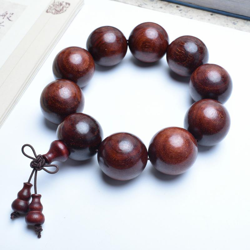 Venus Old Material Small-Leaf Red Sandalwood Prayer Beads Chain - High Oil Density, Unisex, New Chinese Style Decoration Gift