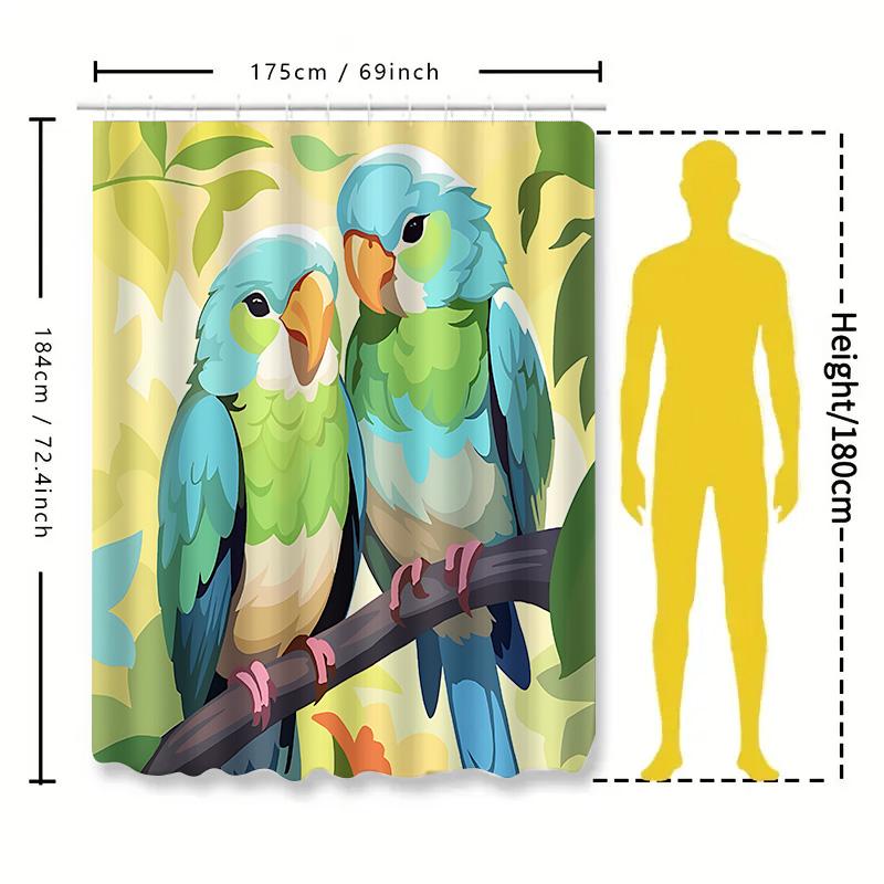 Tropical Paradise Bird Shower Curtain for Home Decor Vibrant Colors and Cute Design Waterproof Polyester Fabric Non-Toxic