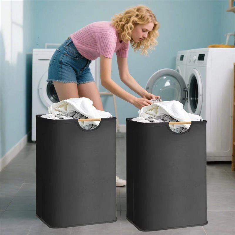 M-Modern-Waterproof Liner Foldable Clothes Hamper 80L Laundry Basket Organizer With Handles Large Capacity For Blanket Bath Towe