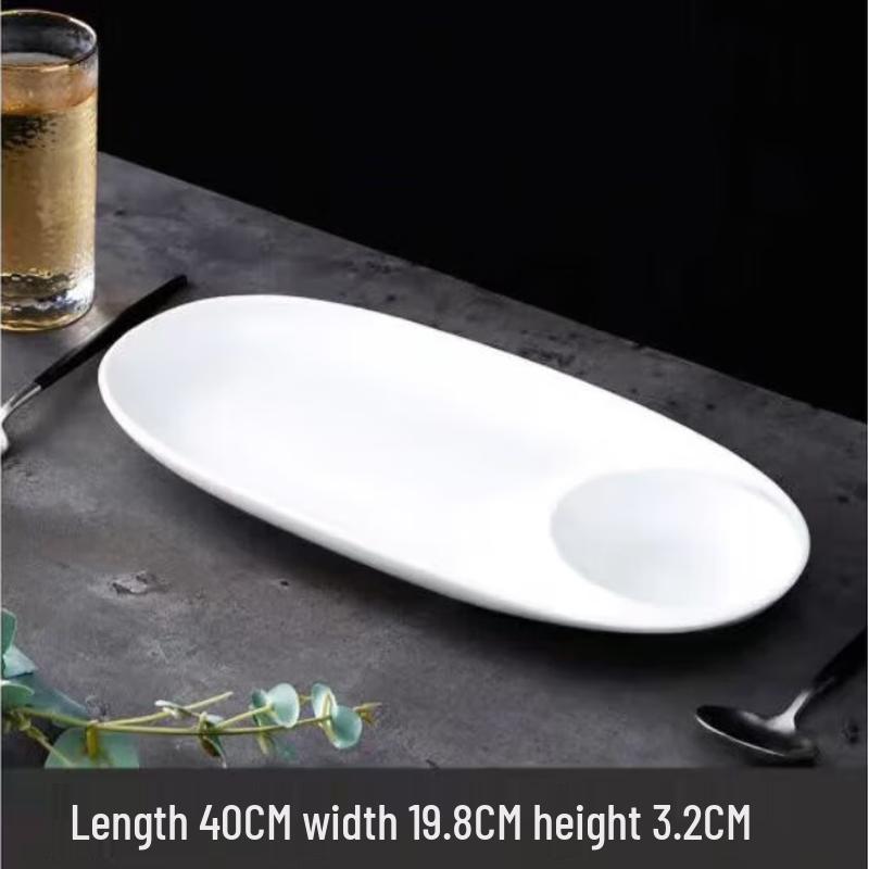 Tai Shun Oval Ceramic 2-Compartment Serving Plates, 5-Pack