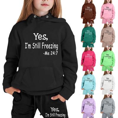Boys Girls Sweatsuit Clothing Hooded Sweatshirt Jogging Sweatpants Tracksuits Set Fashion Outfit