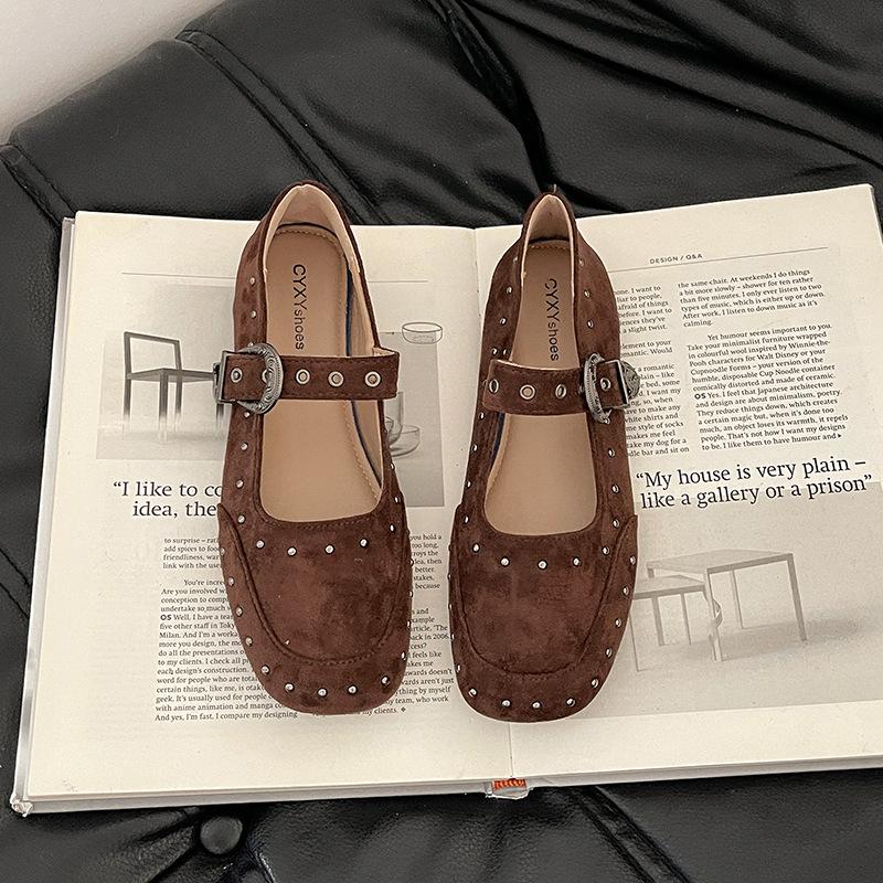 

Retro word with square head Mary Jane shoes girl 2025 summer new French fairy with skirt versatile light mouth single shoes 40 темно-коричневого