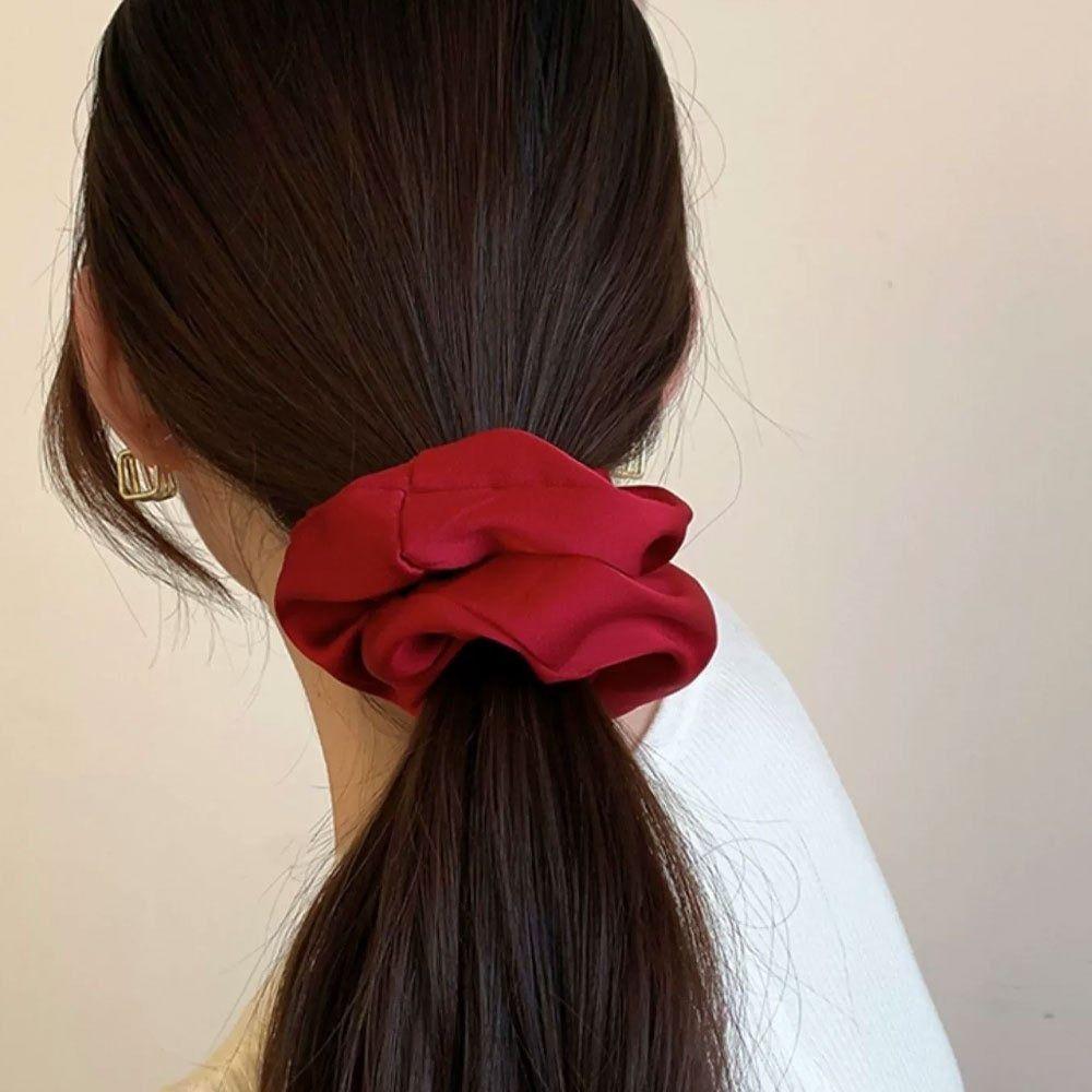 Jednobarevné vlasové kravaty Simulace hedvábné elastické gumičky do vlasů Dívčí prsten do vlasů