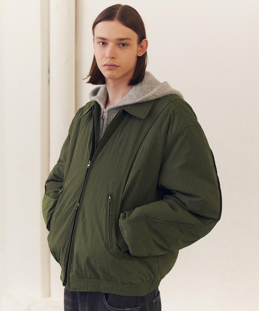 Costume O’Clock Curved Two-Way Bomber Padded Jumper Khaki Coosjp045Khaki