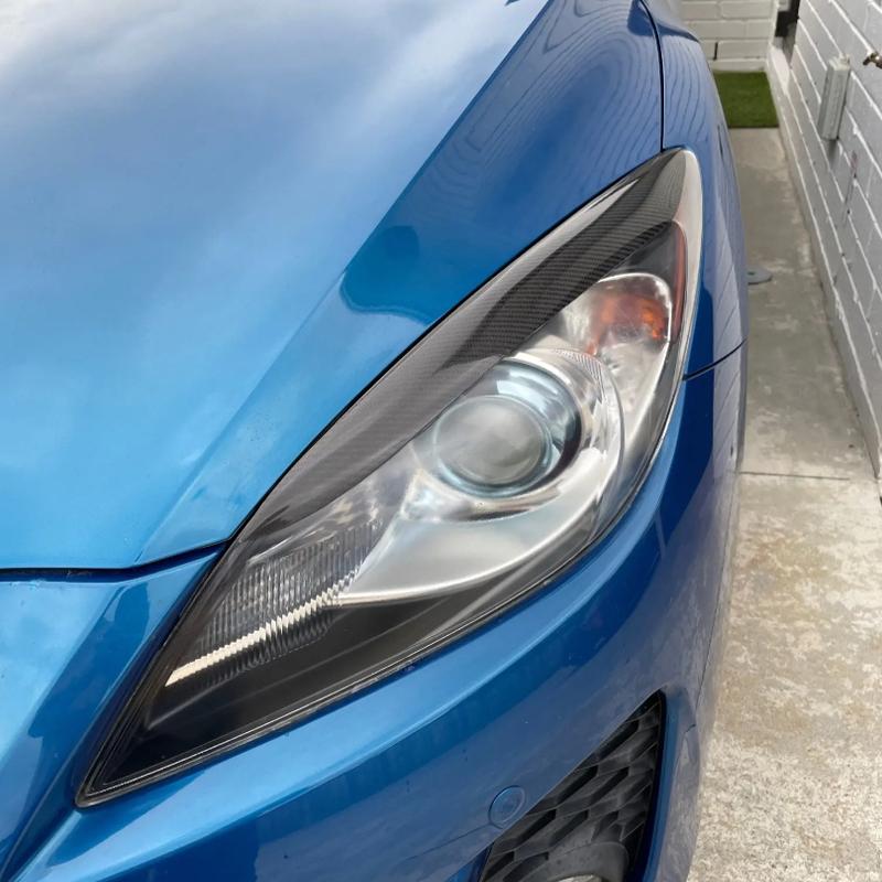 Carbon Fiber Car Headlight Cover Eyebrows For Mazda 3 2010 - 2013 Fiber Glass Matt Black Primer Front Lamp Eyelids 2Pcs