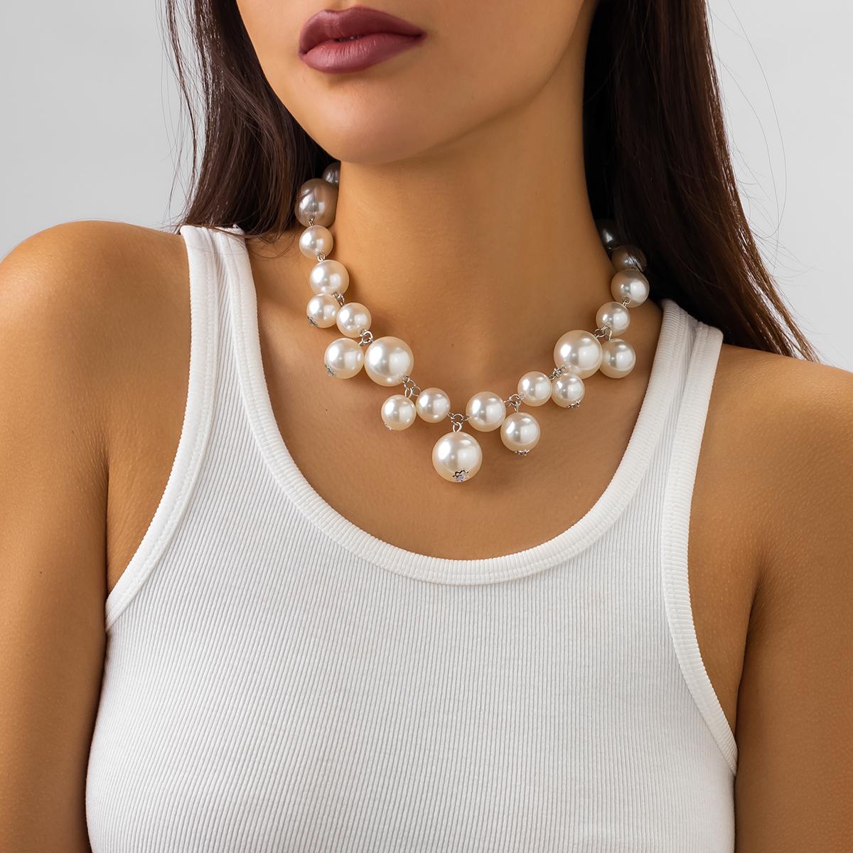 

Exaggerated Acrylic CCB Big Ball Bead Chain Necklace for Women Wed Vintage Chunky Clavicle Choker Grunge Jewelry Steampunk Men