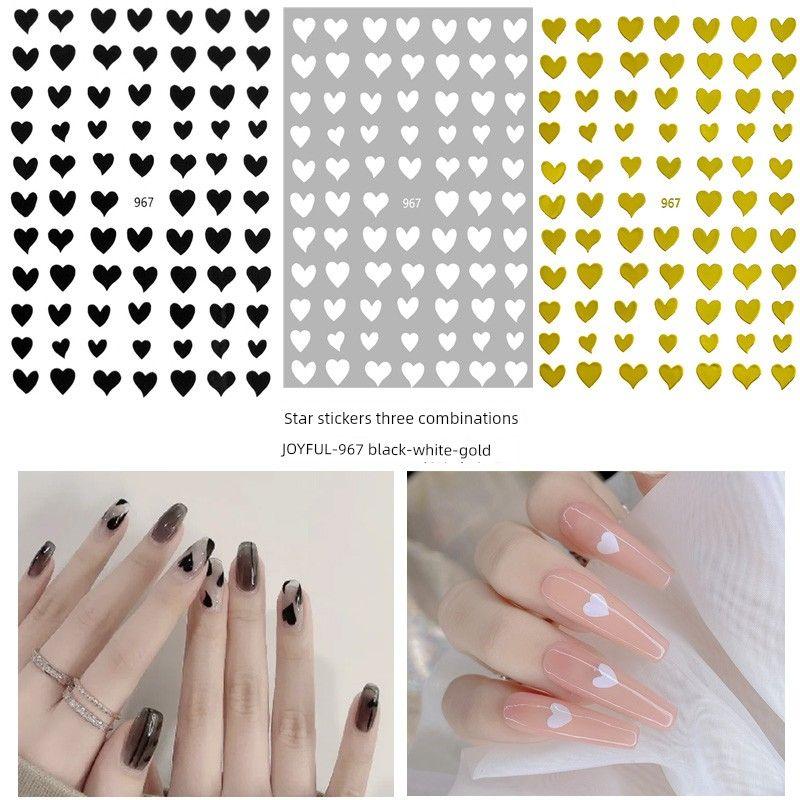 Internet Celebrity Peach Heart Nail Stickers Fresh White Heart Asterism Decals Fingernail Decoration Stars Heart Heart Stickers