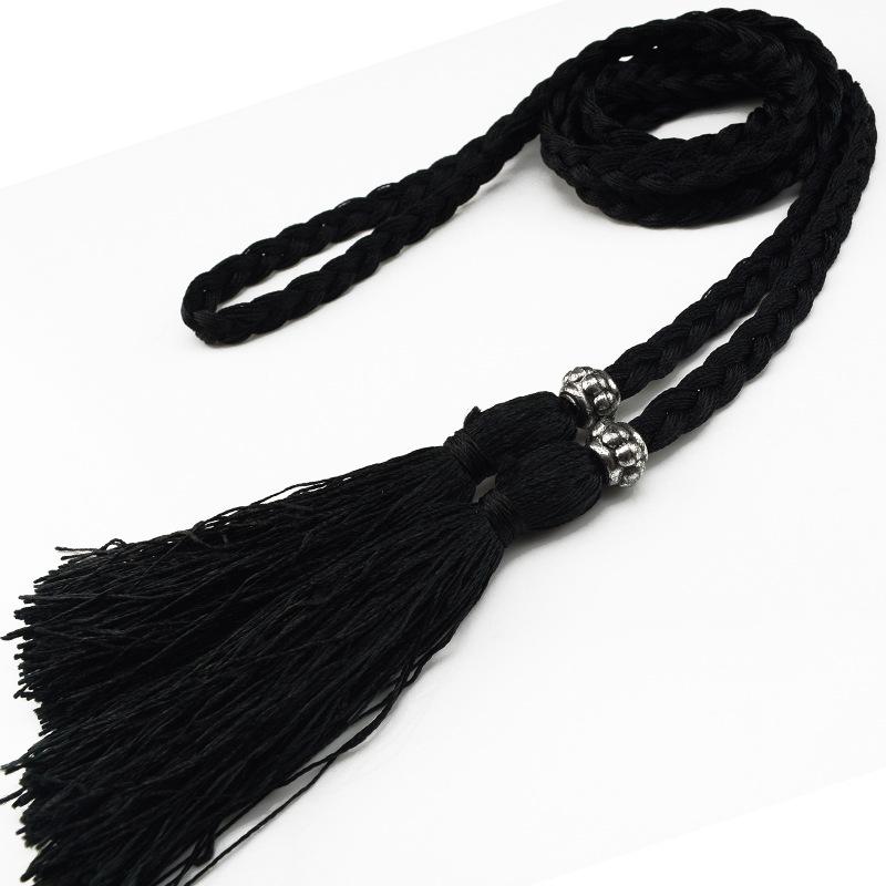 Damesleren riem in Koreaanse stijl met strik en kwastje tailleketting