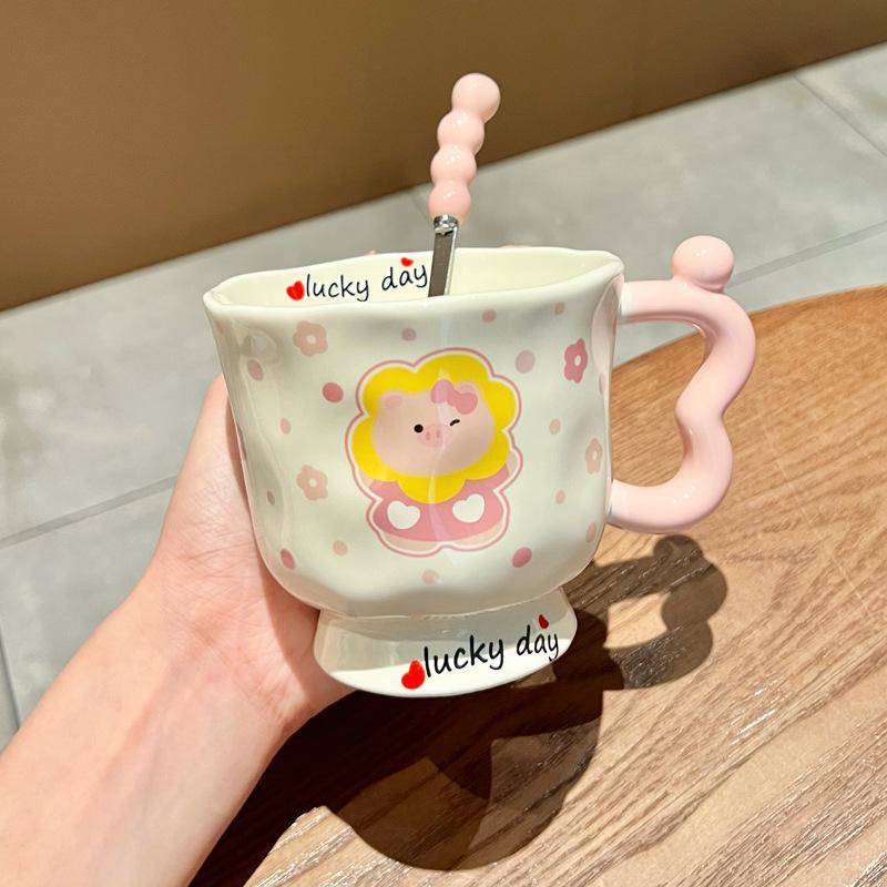 Ins Cute Cartoon Goblet Pacha Dog Mug Water Cup Couple Ceramic Cup Birthday Gift Girls Practical