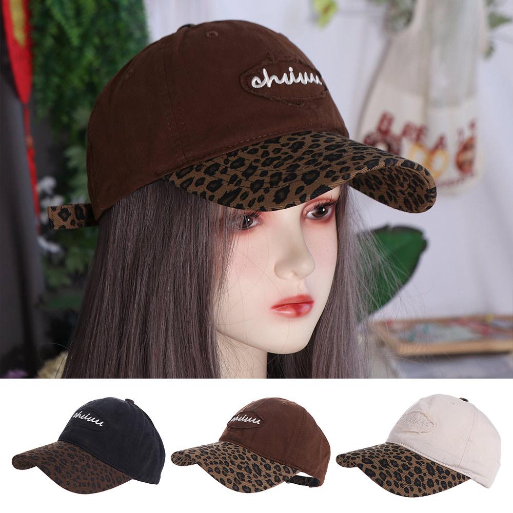 Adjustable Embroidered Baseball Cap Cotton Y2k Peaked Cap Retro Leopard Baseball Hat Teenagers