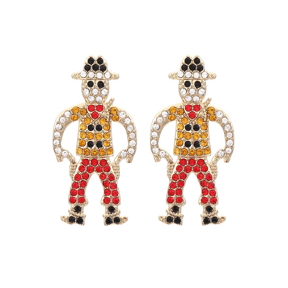 European and American Fashion Creative Fun Personalized Design Sense Cartoon Western Denim Alloy Diamond Earrings