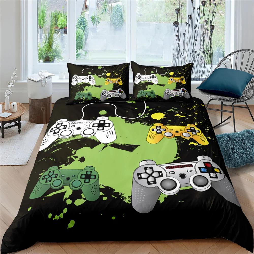 3D Gamepad King Queen Duvet Cover Game Theme Bedding Set For Teens Adults Youth Gamer Bedroom Decor 2/3Pcs Polyester Quilt Cover
