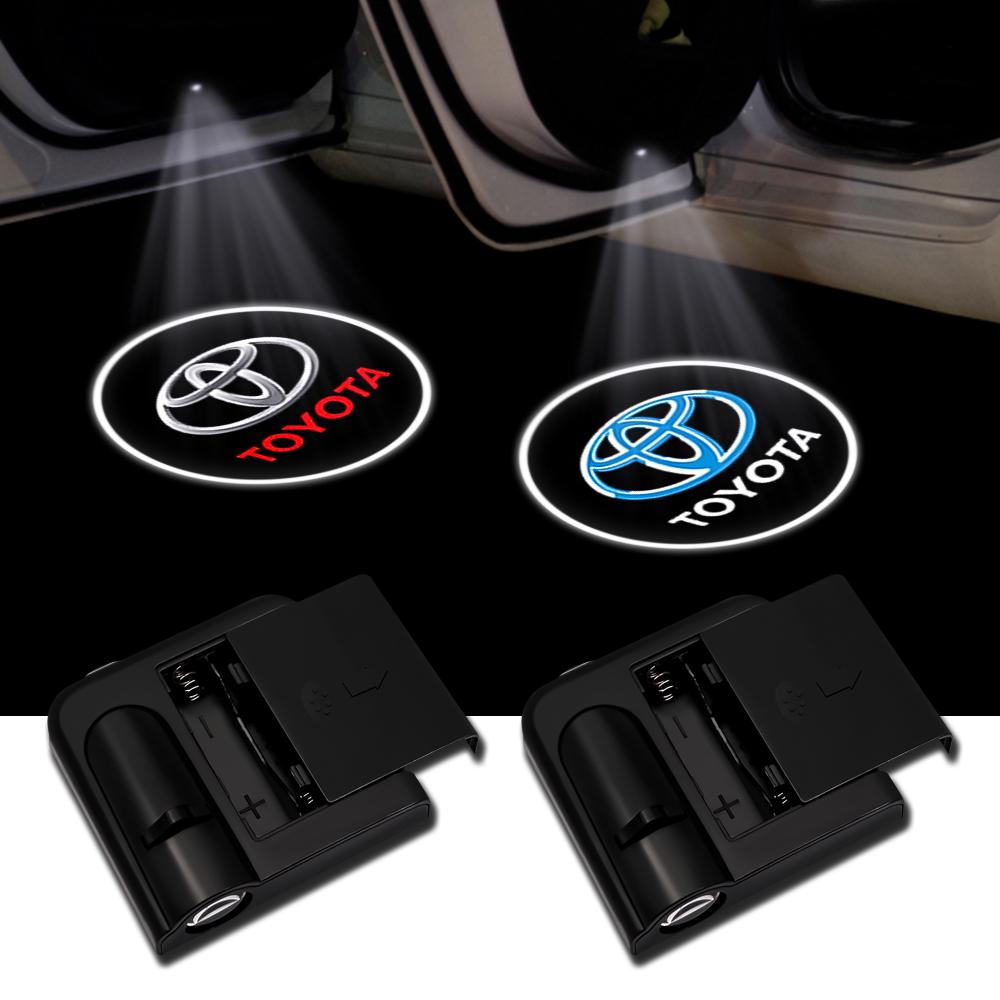 1/2PC Wireless LED Car Door Welcome Laser Projector Logo Ghost Night Light For For Toyota GR Gazoo Racing Logo YARiS Car Styling