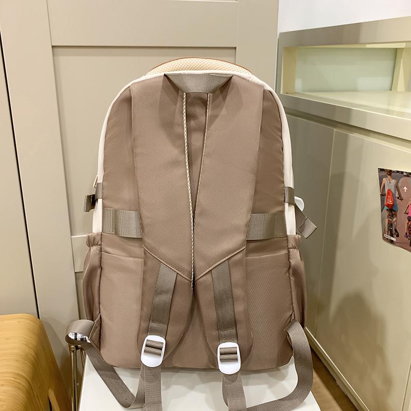 Student Skolväska Ryggsäck Stor Kapacitet Dam Färgblock Ryggsäck