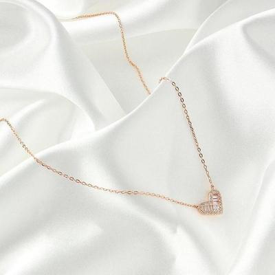 [Onoma] Onm Rose Gold Shiny Heart 92.5 Silver Necklace (37335198)