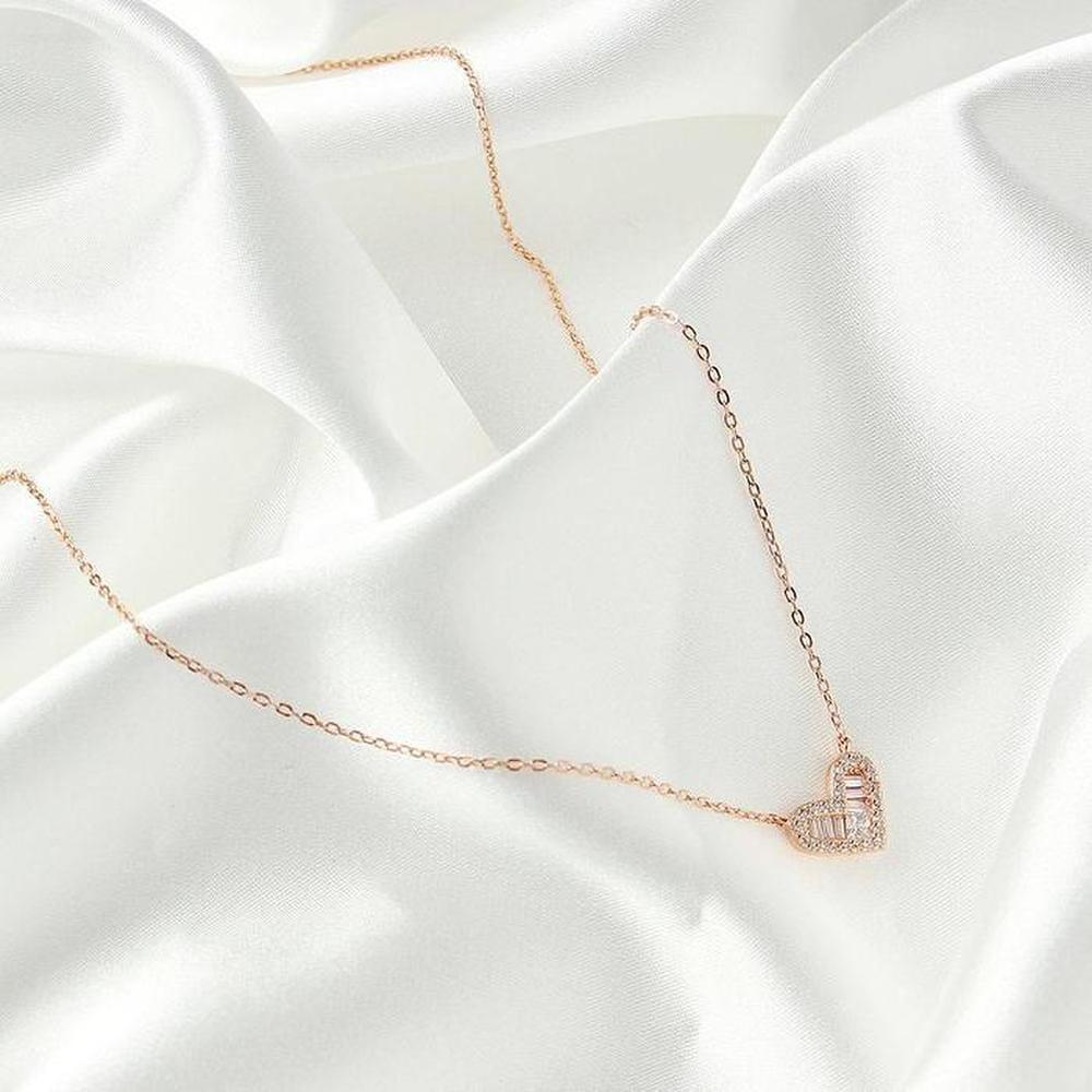 [Onoma] Onm Rose Gold Shiny Heart 92.5 Silver Necklace (37335198)