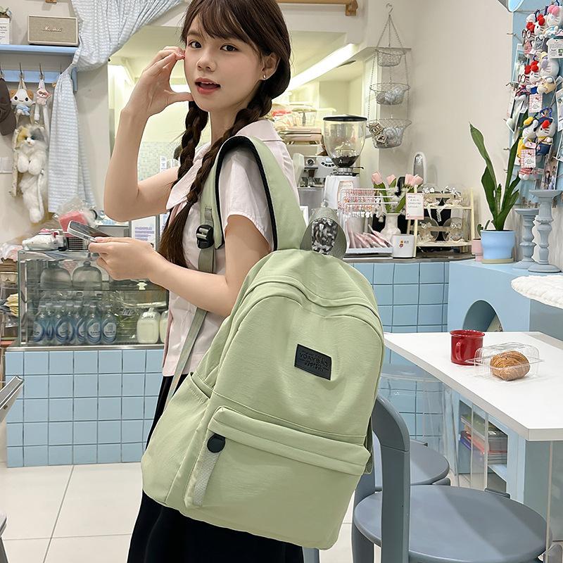 Schoolbag Backpack Solid Color Large Capacity High Value Fashion Trend Versatile School Bag Junior High School Student College Student Backpack