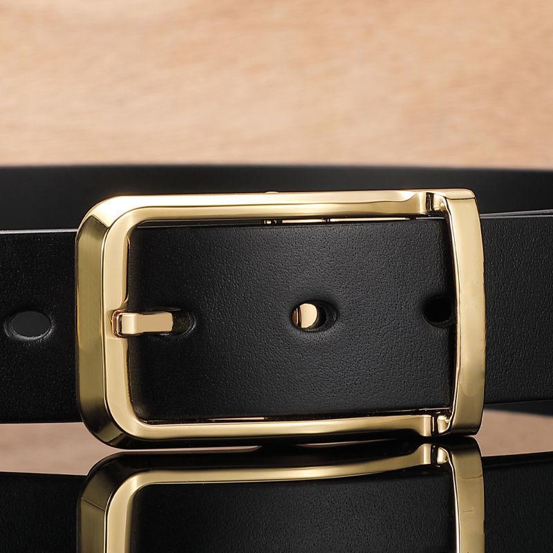 New Genuine Leather Men's Belt Pin Buckle Simple and Versatile Retro Cowhide Belt Youth Casual Jeans Belt