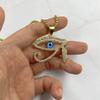 Gold Color Blue Eye of Horus Pendant with Zircon Men Women Jewelry Hip Hop Stainless Steel Gold Color Pendant Necklace Chain