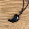Obsidian Magatama Amulet Necklace [Koai] (Unisex)
