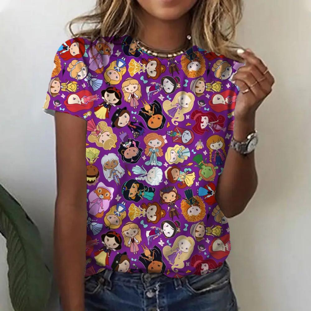 Cartoon Punk Princess Print T Shirt Women Harajuku 90s Cute T-shirt Funny Streetwear Graphic Tshirt Female Clothes