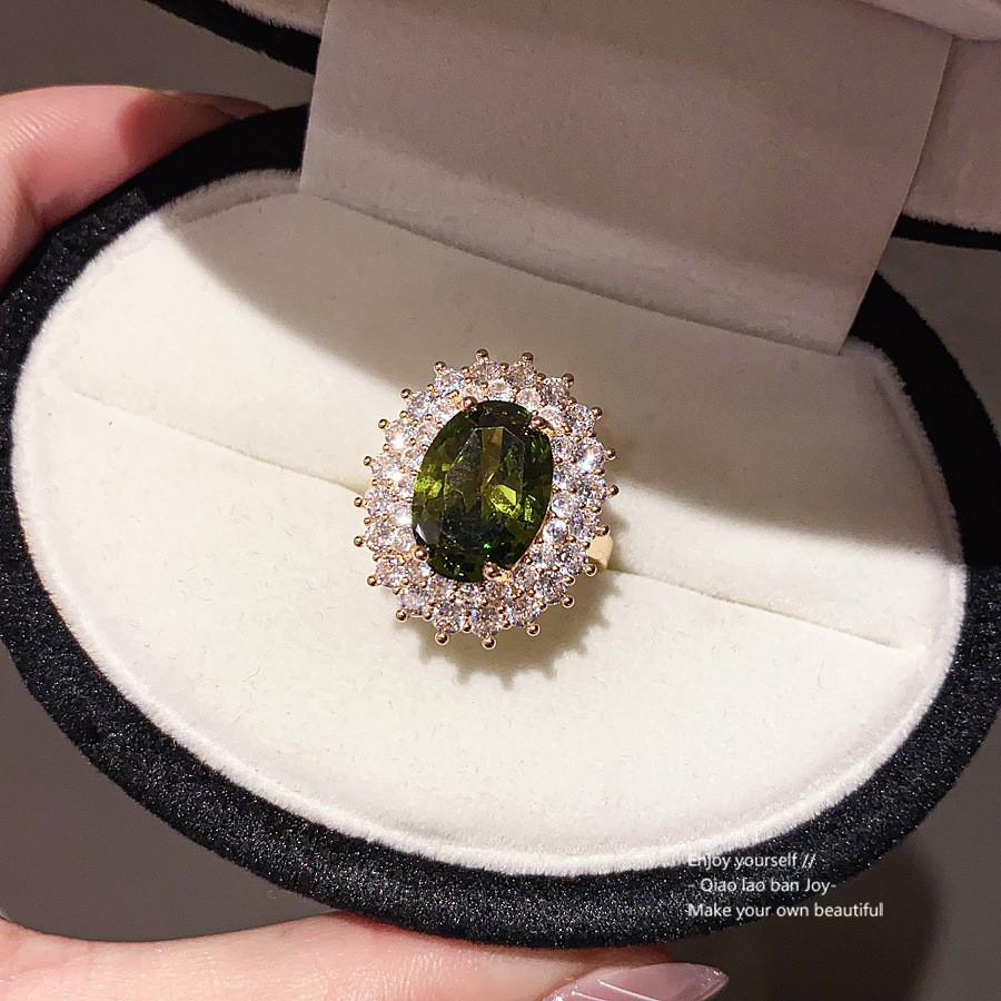 Geometric Oval Zircon Open Ring For Women Elegant Fashion Jewelry