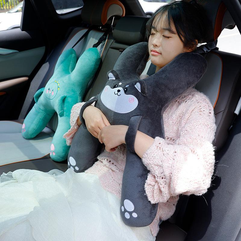 Cuscino da Viaggio Carino Maiale Husky per Dormire in Auto Artefatto da Viaggio per Bambini Cuscino per Auto Cuscino per il Collo