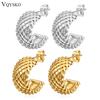 VQYSKO Wave Point Mesh Earrings C Shaped Earrings Birthday Party Gift Waterproof Woman Jewelry