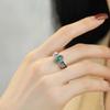 925 Silver Rings for Women Couple Minimalist Handmade Simple Green Stone Ring Fine Jewelry Gift Prevent Allergy