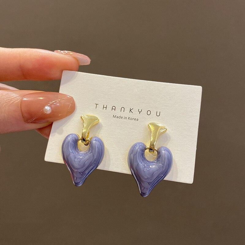 

Корейские простые висячие серьги, винтажные серьги с геометрическим сердечком и любовью для женщин, новые милые аксессуары для вечеринок, ювелирные изделия, подарки