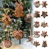 Rustic Christmas Tree Ornaments 6 Pcs Rusty Iron Hanging Ornaments, Hollow Metal Star Heart Gift Box Accessories Ball Cage Shaped Decorative