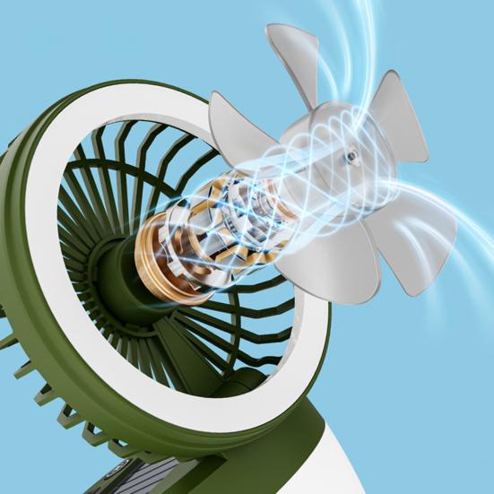 Solar Camping Ventilator Lichtmodi Geschwindigkeit Einstellbar USB Wiederaufladbar 2-In-1 Mehrzweck Outdoor